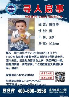 【寻人启事】图中唐铭浩于2025年08月04日上午11:00左右在桂林市临桂区大律街154号附近走失 - 临沧28生活网 lincang.28life.com